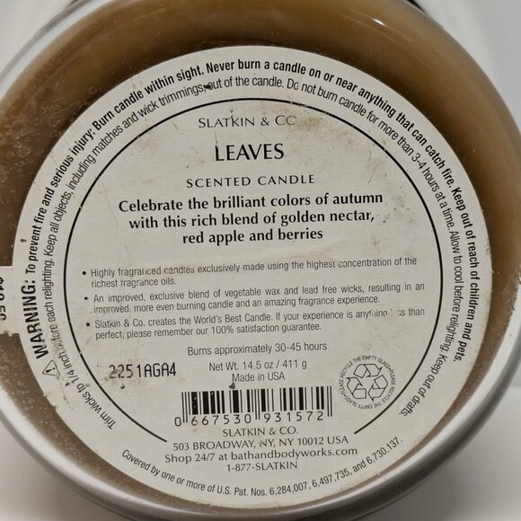 NEW! Bath & Body Works Leaves - 3-Wick Jar Candle - Picture 2 of 2